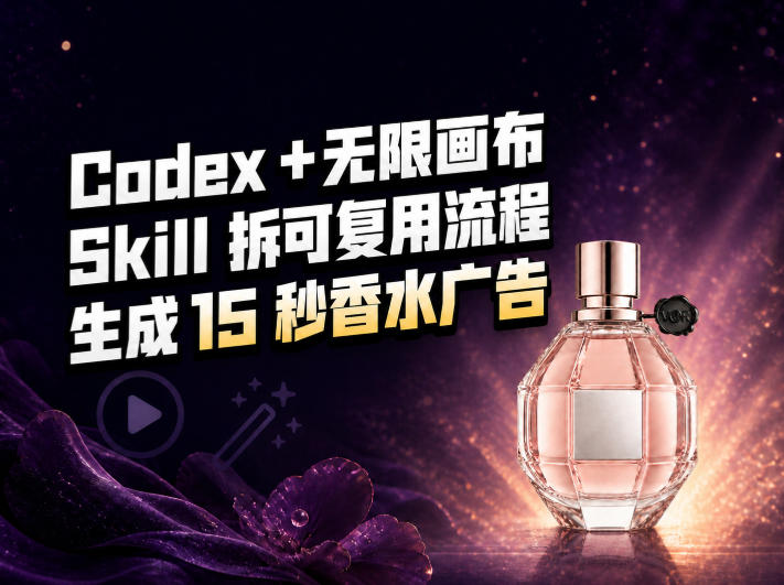 我把Amazon香水视频拆成Codex Skill：无限画布负责最后15秒-聚业