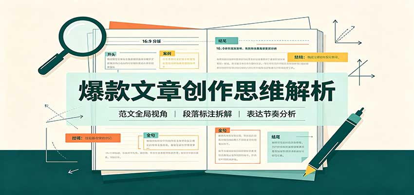 爆款文章创作思维解析：全局视角拆解范文，梳理行文逻辑，搭配真实拆文实操案例-聚业