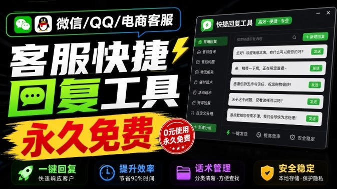 微信/QQ/电商客服快捷回复工具，支持多平台话术库与一键发送，永久免费，使用简单！易歪歪-聚业