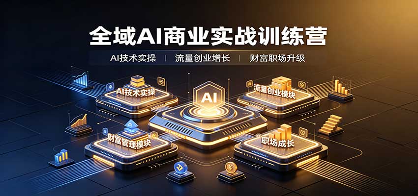 全域AI商业实战训练营:涵盖AI技术实操、流量创业、财富管理与职场成长全体系内容-聚业