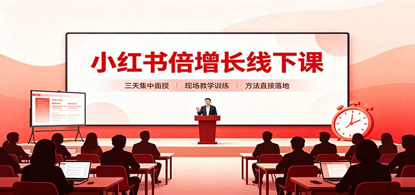 小红书倍增长线下课：三天集中面授，拆解选品、素材制作与起号全链路-聚业