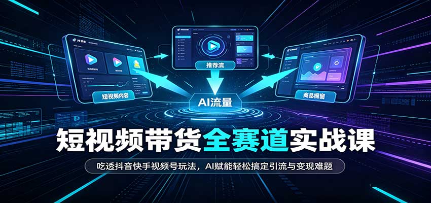 短视频带货全赛道：吃透抖音快手视频号玩法，AI赋能轻松搞定引流与变现难题-聚业