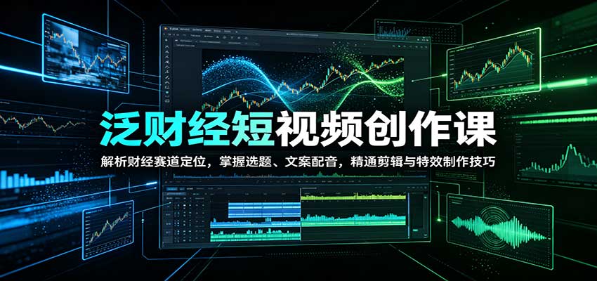 泛财经短视频创作课：解析财经赛道定位，掌握选题、文案配音，精通剪辑与特效制作技巧-聚业
