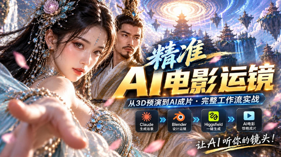 AI视频终于能精准运镜了！Claude+Blender+Higgsfield免费插件实测-聚业
