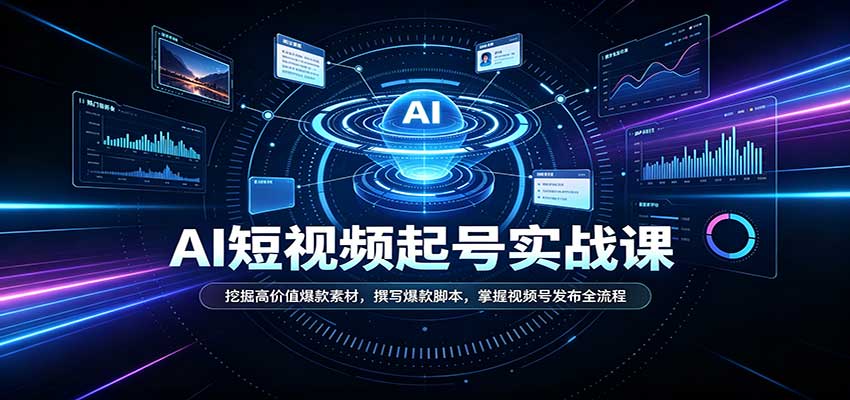 短视频AI起号实战课：挖掘高价值爆款素材，撰写爆款脚本，掌握视频号发布全流程-聚业