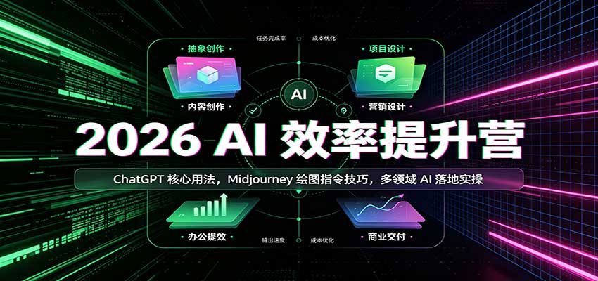 2026 AI效率提升营：ChatGPT核心用法，Midjourney绘图指令技巧，多领域AI落地实操-聚业