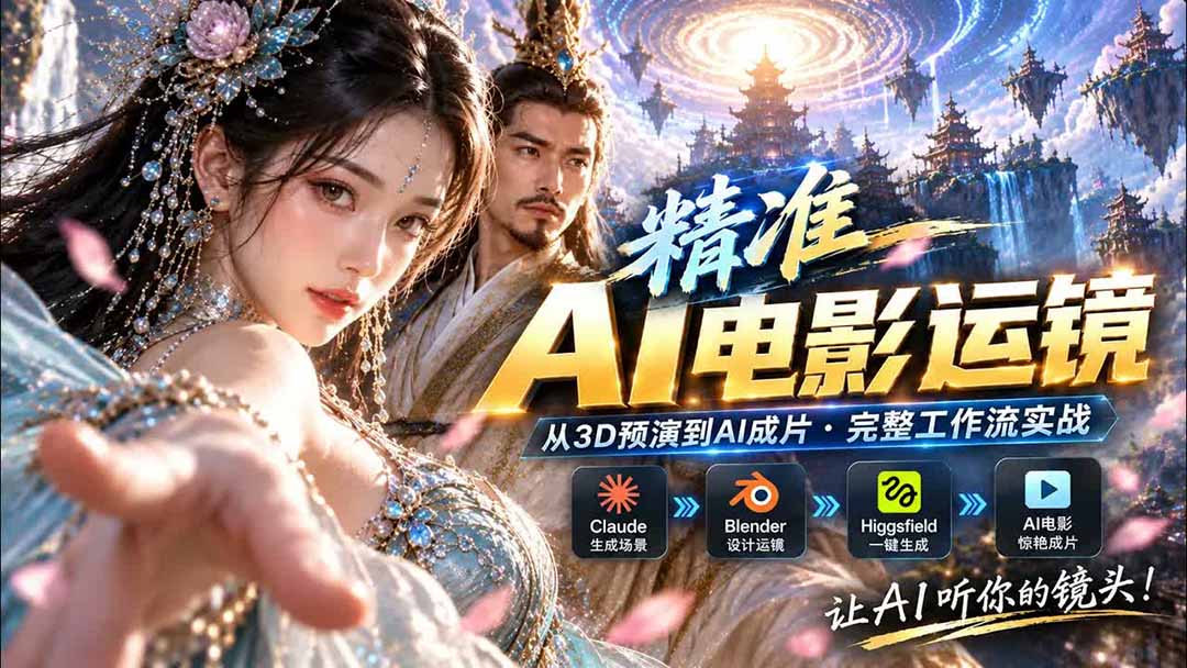 AI视频终于能精准运镜了！Claude + Blender + Higgsfield 免费插件实测-聚业