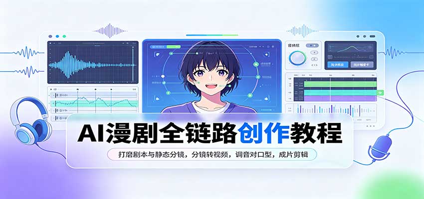 AI漫剧全链路创作教程：打磨剧本与静态分镜，分镜转视频，调音对口型，成片剪辑-聚业