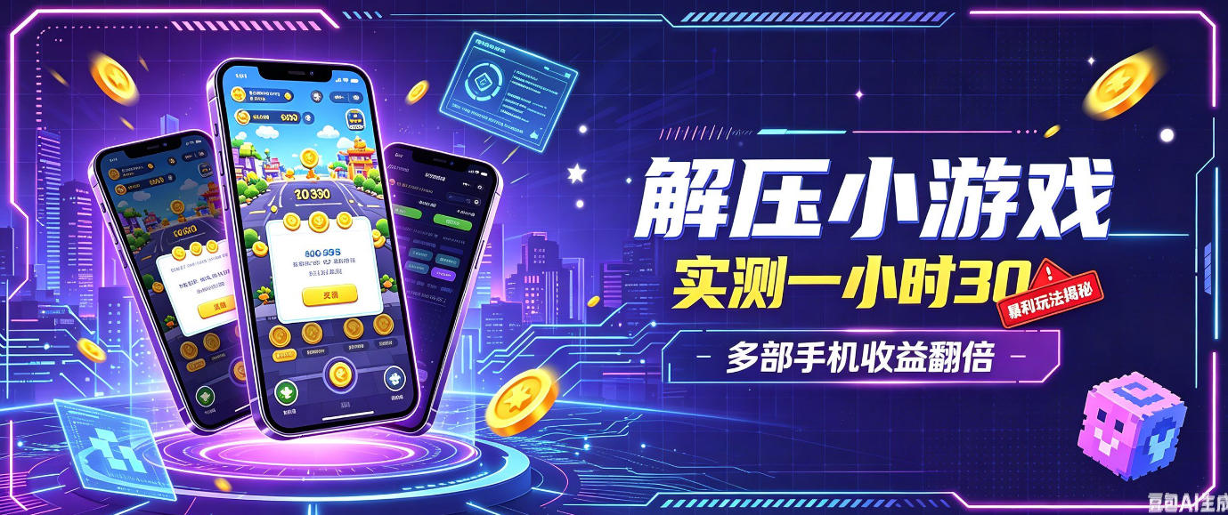 小游戏全流程玩法，实测一小时搞30，简单无脑解压，当天做当天就能看到进账，直接冲就行【揭秘】-聚业